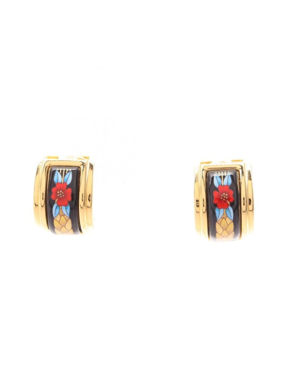 Hermes Earrings Enamel Gold